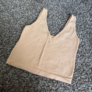 Free People Ribbed Salmon V-Neck Crop Top